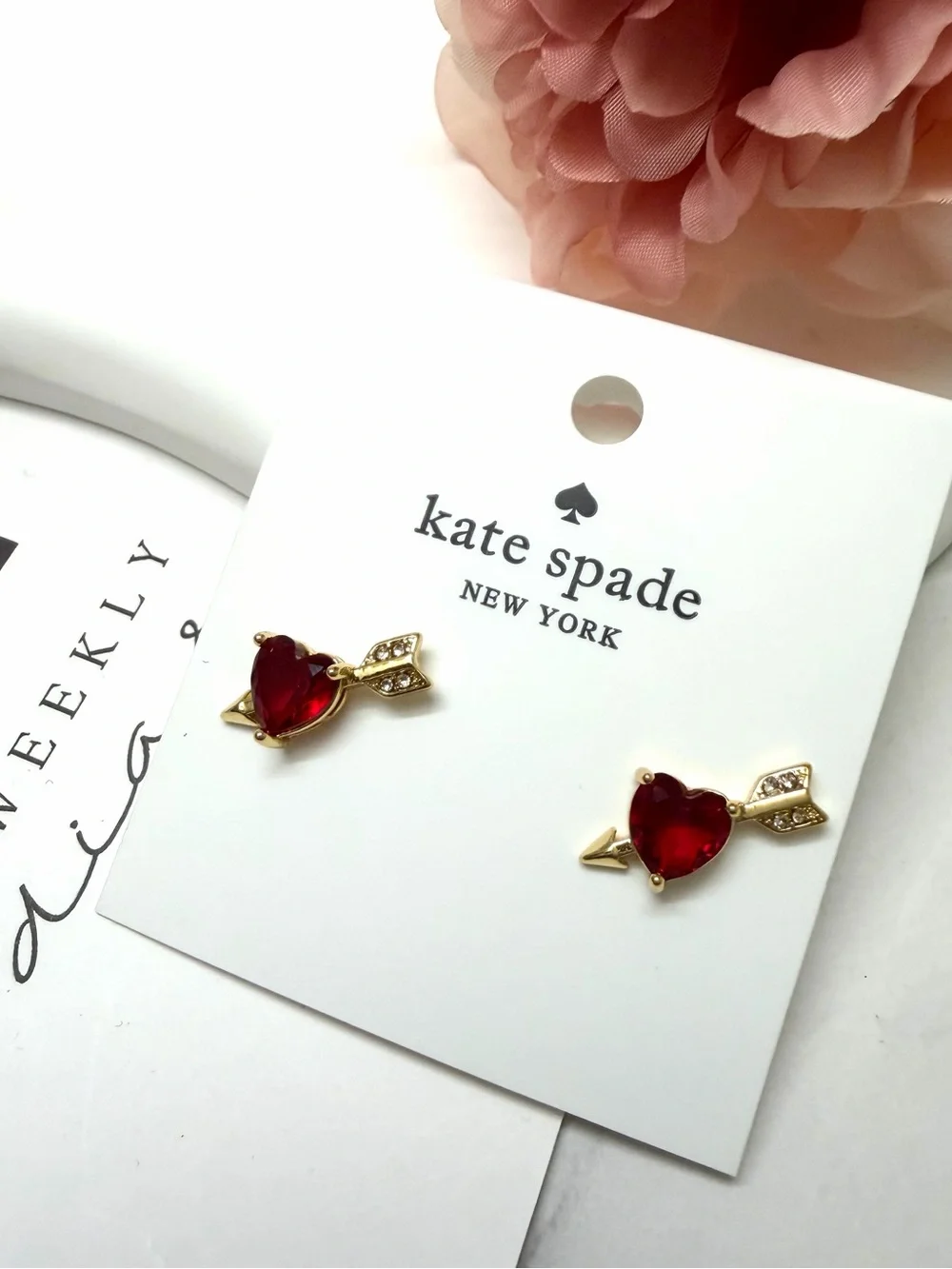 kate spade New York Red Heart Arrow Stud Earrings